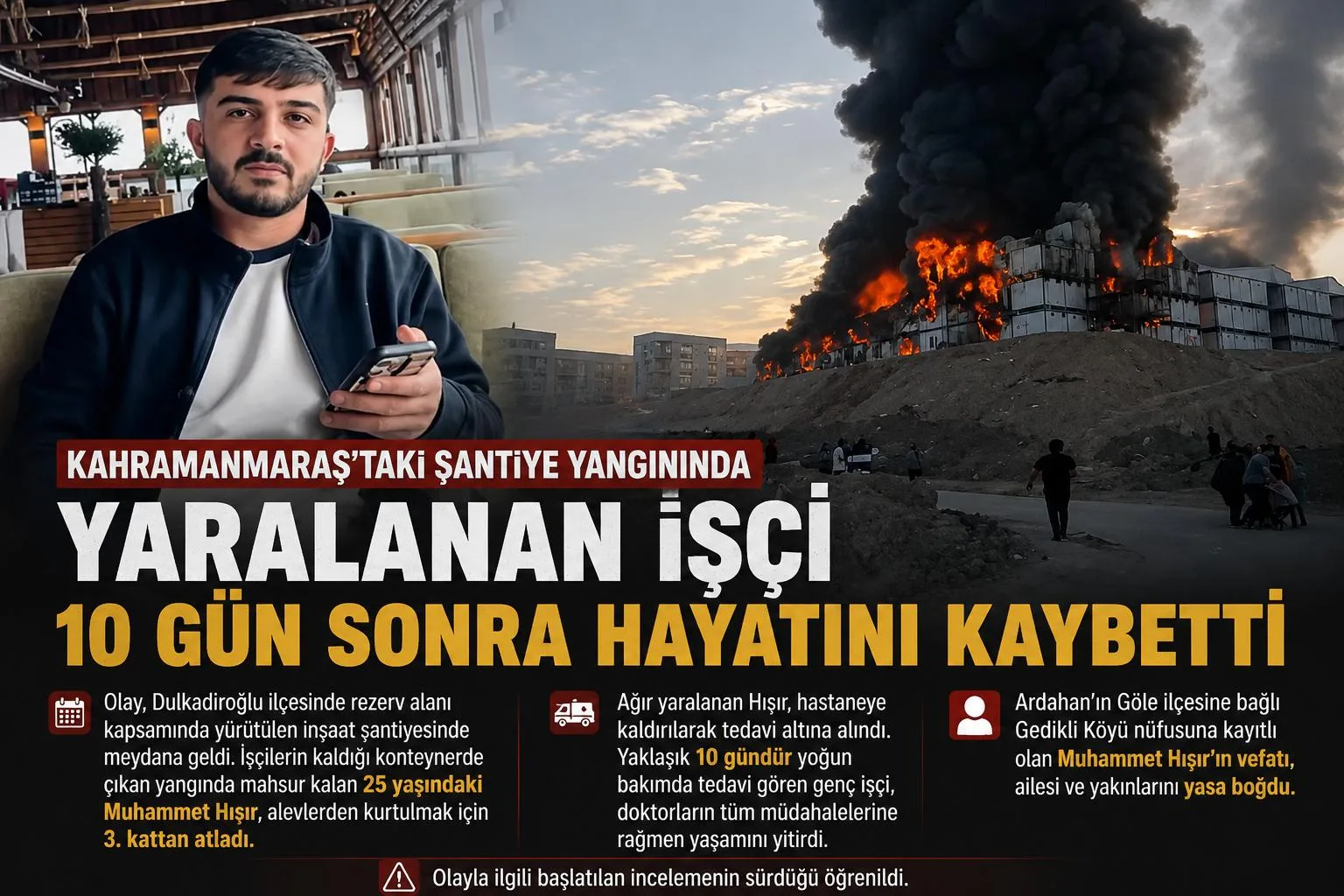 Şantiyeden Acı Haber: 25 Yaşındaki Muhammet Kurtarılamadı!