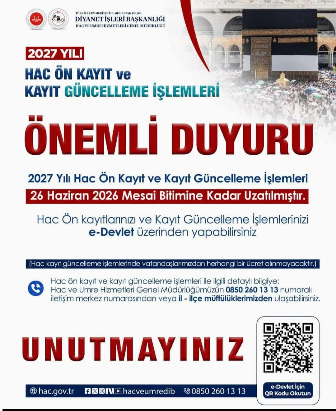Andırın İlçe Müftülüğü’nden Hacı Adaylarına Önemli Duyuru: Başvuru Süresi Uzatıldı!